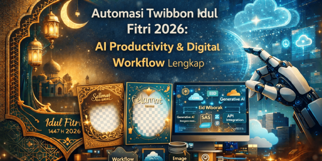 automasi twibbon idul fitri 2026 dengan ai productivity dan digital workflow